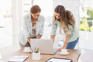 Casual businesswomen working with laptop