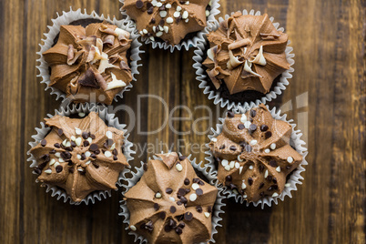 Chocolate cupcakes on a table