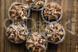 Chocolate cupcakes on a table