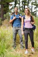 Young happy hiker couple