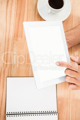 Hands holding blank screen tablet Hands holding blank screen tablet