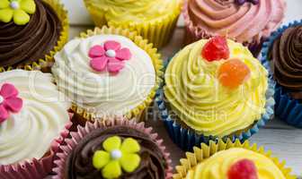 Delicious cupcakes on a table