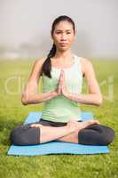 Focused sporty woman doing the lotus pose