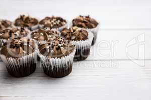 Chocolate cupcakes on a table