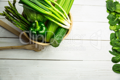 Green vegetables on table