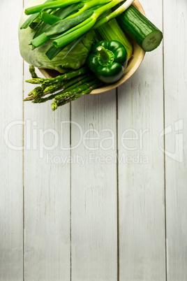 Green vegetables on table