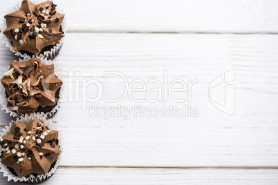 Chocolate cupcakes on a table