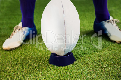 Rugby player ready to make a drop kick