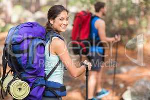 Happy hiker looking at Camera