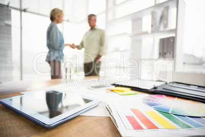 Two business colleagues shaking hands