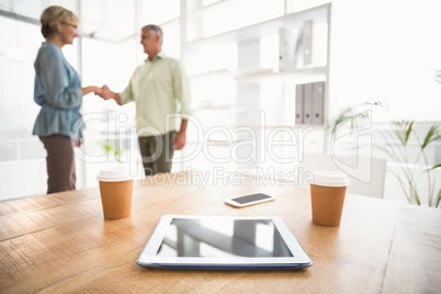 Two business colleagues shaking hands