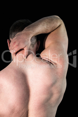 Strong bodybuilder with painful neck