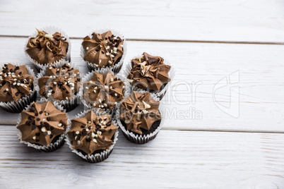 Chocolate cupcakes on a table