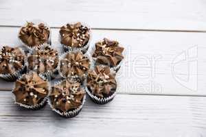 Chocolate cupcakes on a table