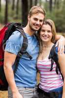 Portrait of a young happy hiker couple