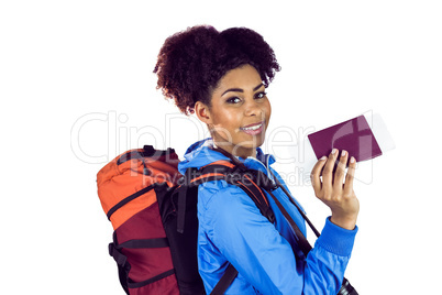 Young woman showing her passeport