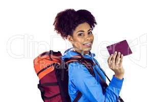 Young woman showing her passeport