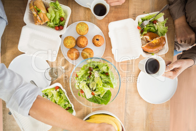 Business people having lunch together