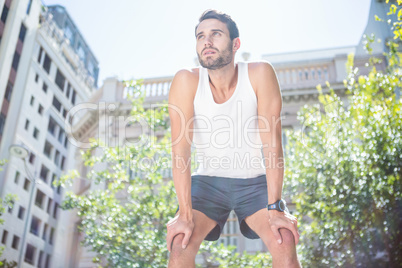 Tired handsome athletic resting