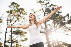 Young happy jogger cheering