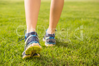 Close up view of female runners feet