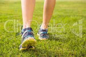 Close up view of female runners feet