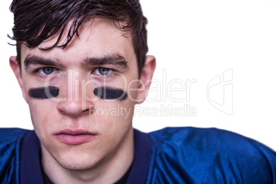 American football player looking at the camera