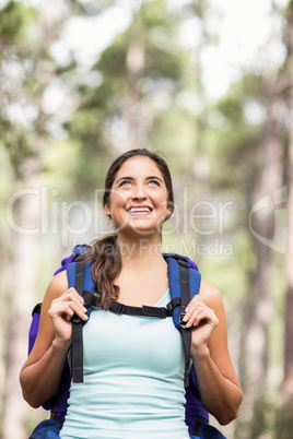 Happy jogger looking away