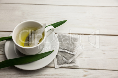 Cup of herbal tea on table Cup of herbal tea on table