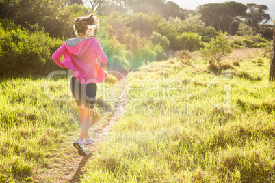 Fit woman jogging in the forest