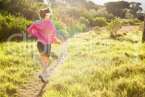 Fit woman jogging in the forest