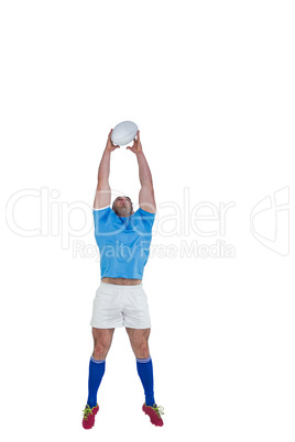 Rugby player catching the ball