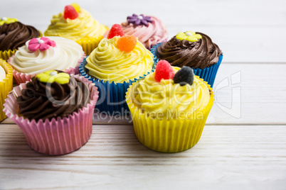 Delicious cupcakes on a table