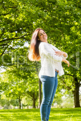 Beautiful brunette in the park