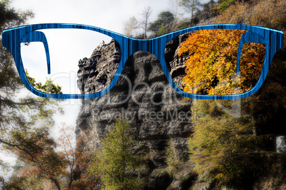 Glasses against natural scenery