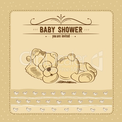 baby shower card with retro toy