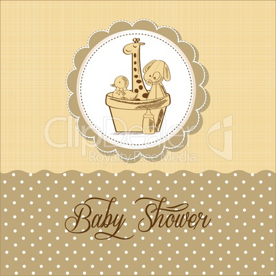 baby shower card with retro toys