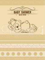 baby shower card with retro toy