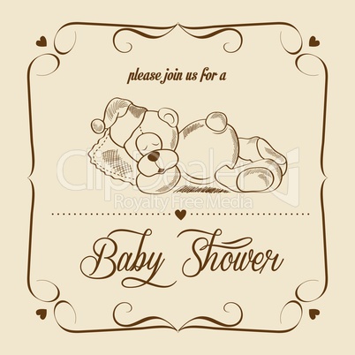 baby shower card with retro toy