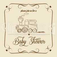 baby shower card with retro toy