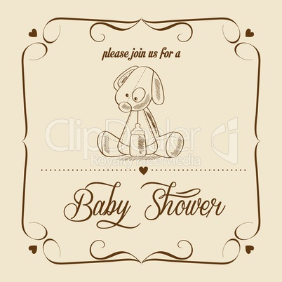 baby shower card with retro toy