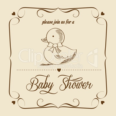 baby shower card with retro toy