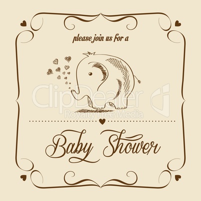 baby shower card with retro toy