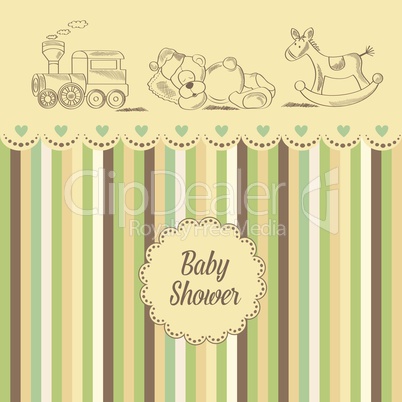 baby shower card with retro toys