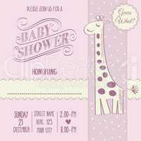 baby girl shower card with retro toy