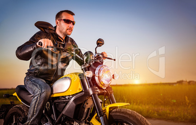 Biker on a motorcycle