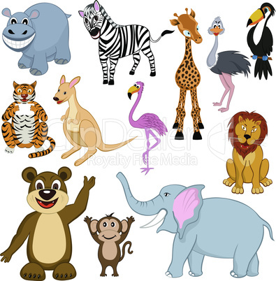Set of 12 Cartoon Animals