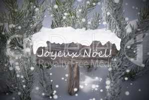 Sign Snowflakes Fir Tree Joyeux Noel Mean Merry Christmas