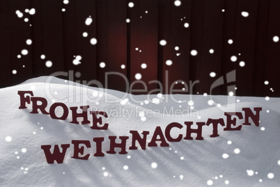 Frohe Weihnachten Means Merry Christmas Snowflakes