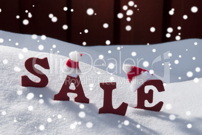 Christmas Sale On Snow Santa Hat And Snowflakes